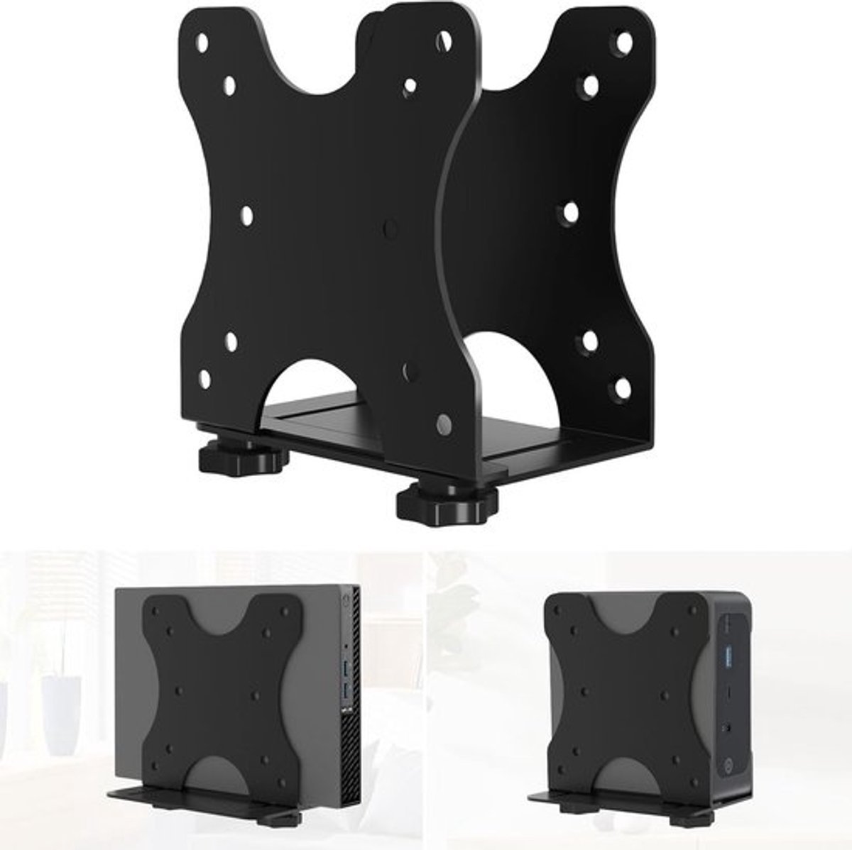 Verstelbare Houder voor Mini PC's, NUC, Mac Mini, Kabeldozen en Wi-Fi Routers - Geschikt voor VESA en Tafelmontage, Ideaal voor Thuiswerk en Gaming, Breedte 16-70mm