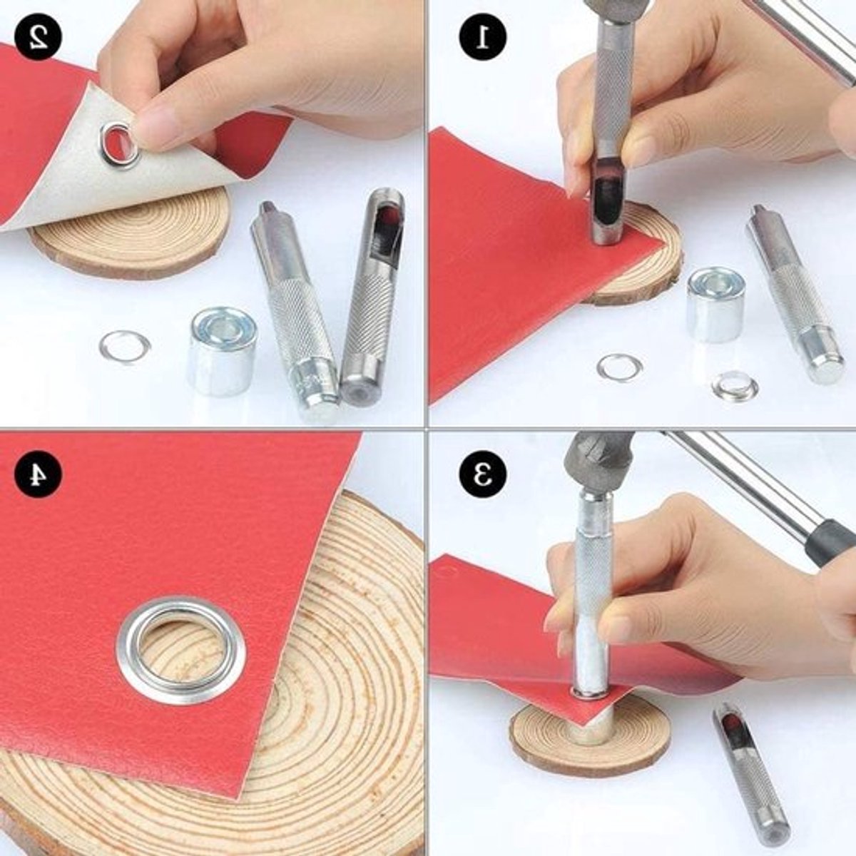 Complete Grommet Gereedschapskist met 100 sets grommets en oogjes, inclusief opbergdoos en 12 mm diameter