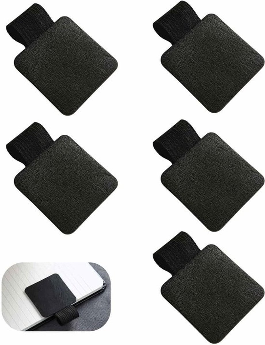 Set van 6 Zwarte Penlussen van PU Leer met Elastische Band - Ideaal voor Notitieboeken, Agenda's en Stylus Accessoires