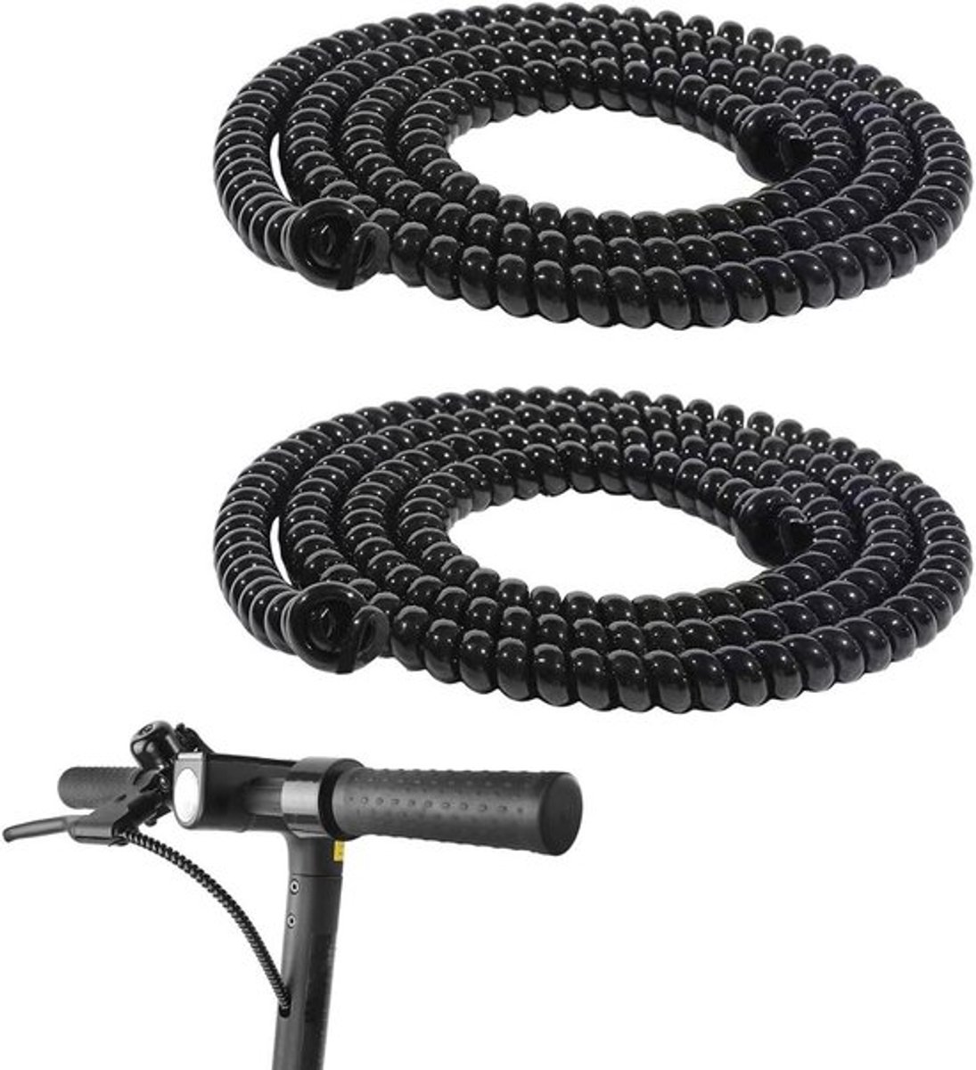 2 Stuks 100cm Flexibele Spiralekabel Beschermslang voor Scooter en E-Scooter Accessoires - Kabelorganisatie en Bescherming in Zwart