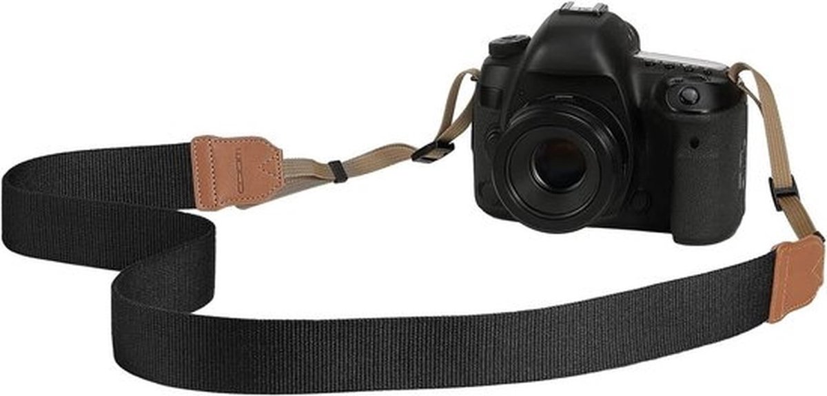 Verstelbare Katoenen Camera Strap voor Videocamera's, Verrekijkers en DSLR Camera's - Zwart, Comfortabel en Duurzaam