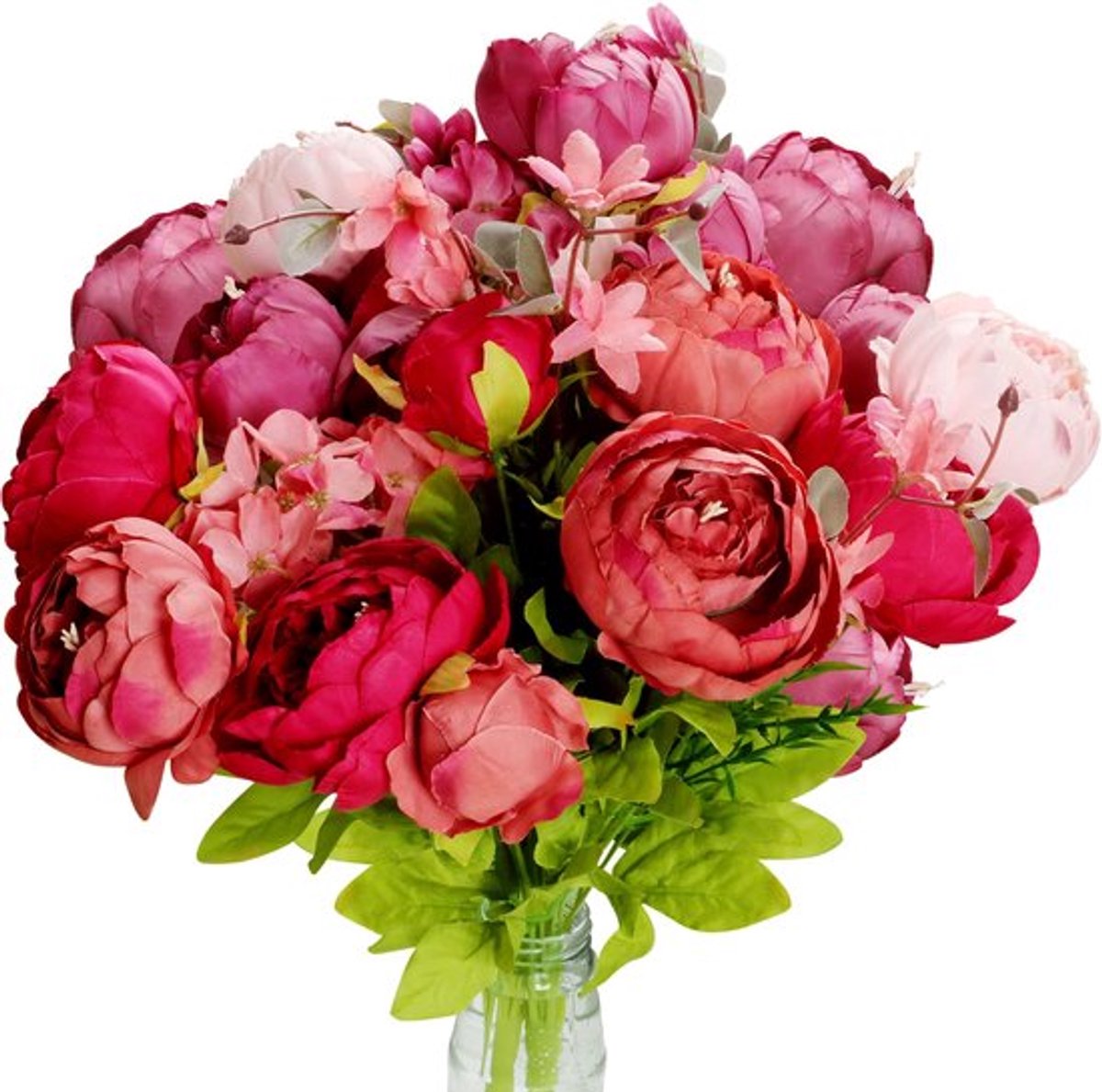 Kunstboeket 13 Stuks - Zijde Pioenboeket - Kunstzijden Bloemen - Vaasboeket Voor Binnen - Perfect Voor Decoratie - Blijvende Weergave - Nepboeket