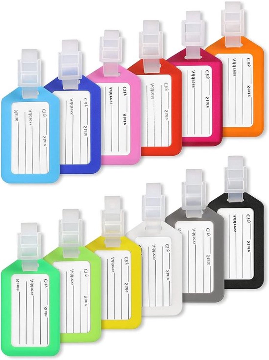 12 Stuks Reis Koffer Labels - Plastic Identificatie Tags voor Bagage en Handbagage, Ideaal voor Reizen en Organisatie
