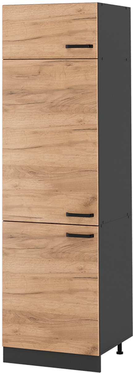 Vicco Hoge kast R-Line, Goudkleurig Eiken/Antraciet, 60 cm