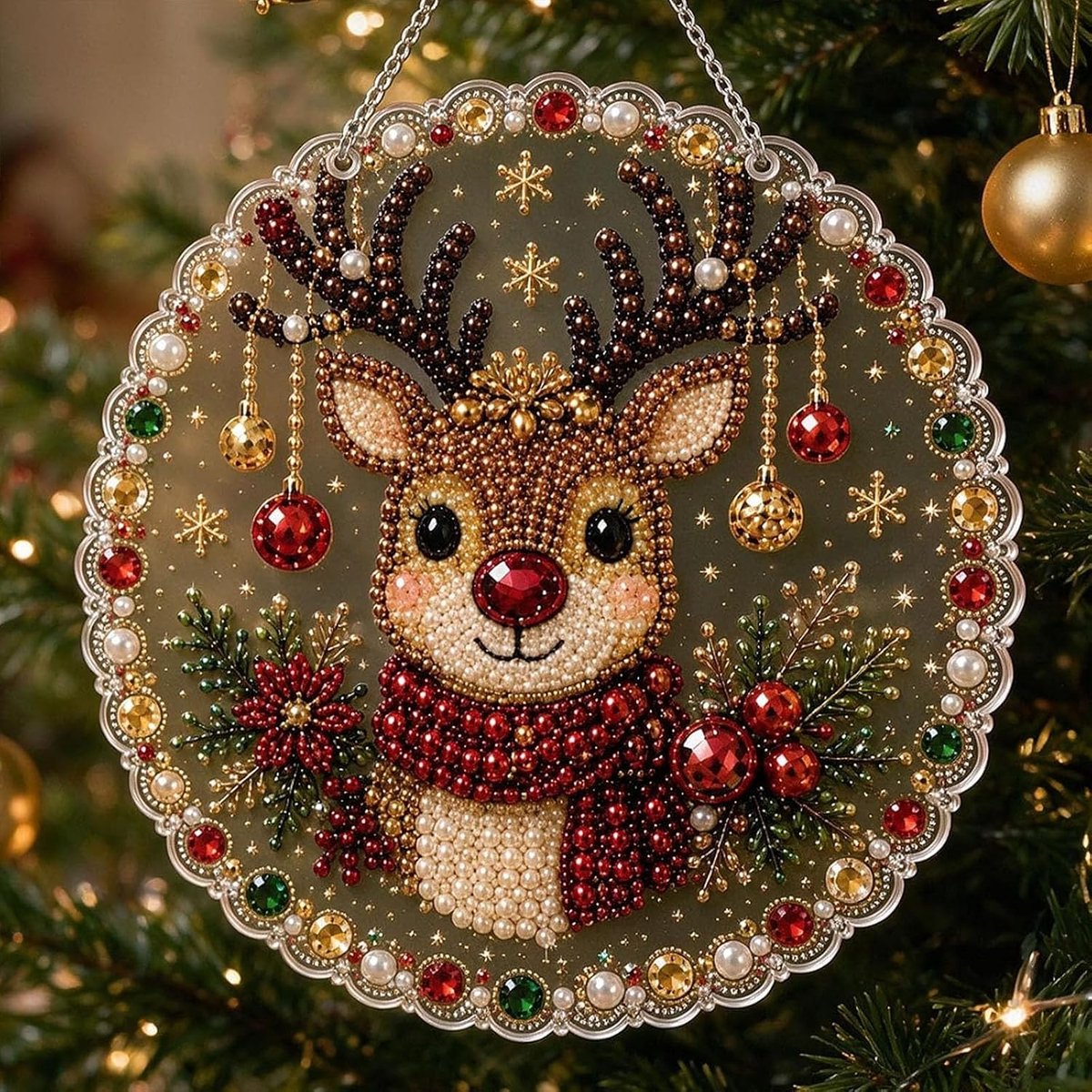 Ryoudavell - Kerst Parel Diamond Painting - DIY Kerst Decoratie - Creatieve Knutselset voor Volwassenen & Kinderen - Muurdecoratie