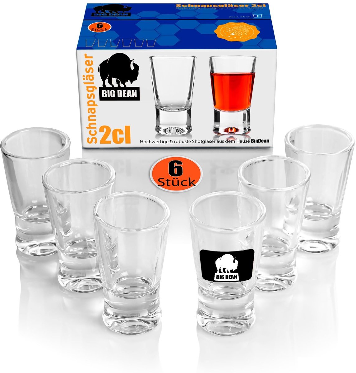 Solidchoice - Set van 6 Borrelglaasjes in Geschenkdoos