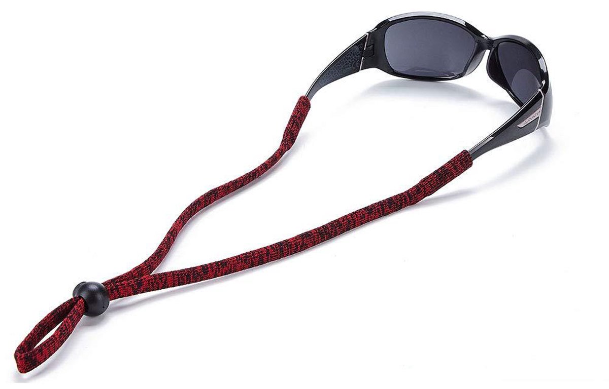 Antislipbrilkoordjes – Set van 5 – Houders voor sportzonnebrillen – Verstelbaar – Geschikt voor dames, heren en kinderen – Veilige brilkoordjes – Accessoires voor buitensporten -Rood-zwart