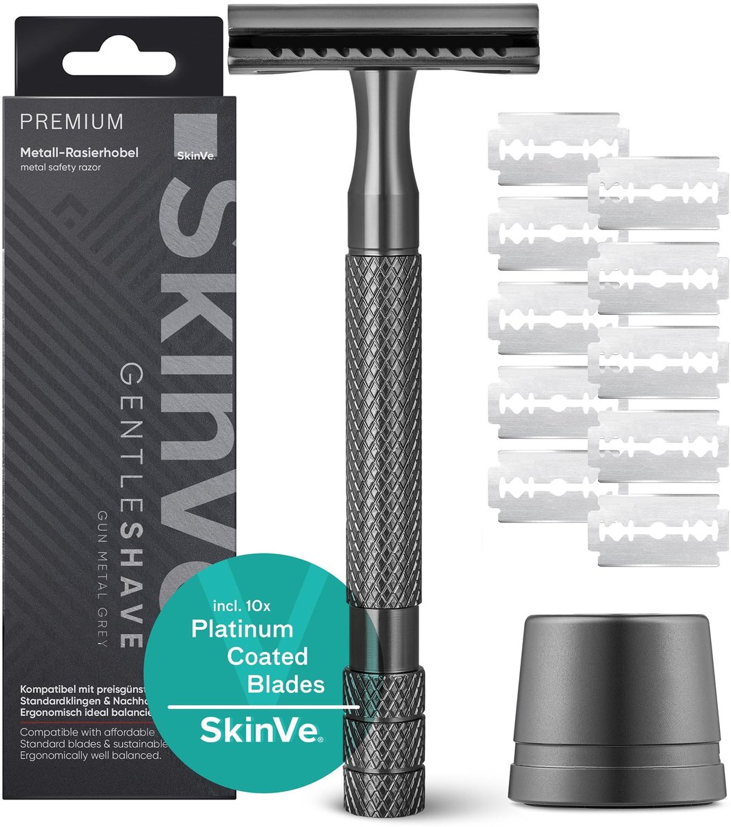 Solidchoice - Premium Safety Razor met Stand en 10 Scheermesjes