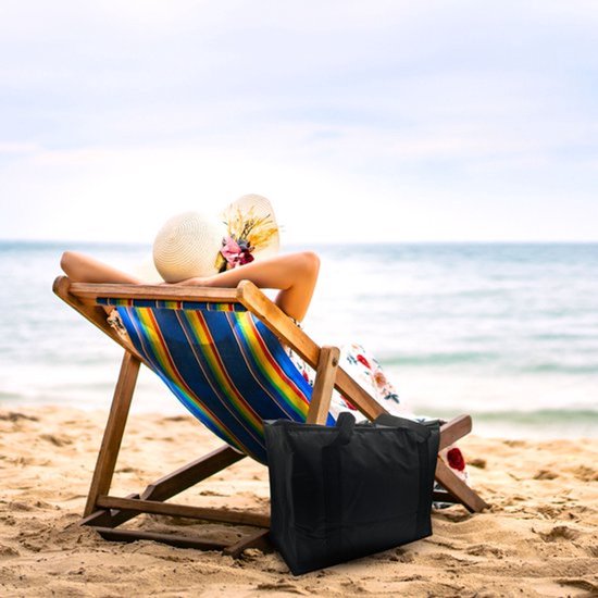 1 stuk - isolatie tas - verdikte niet-geweven stof - aluminiumfolie taart isolatie tas - parel katoen hand isolatie tas - picknick - 30L - zwart — afbeelding 3