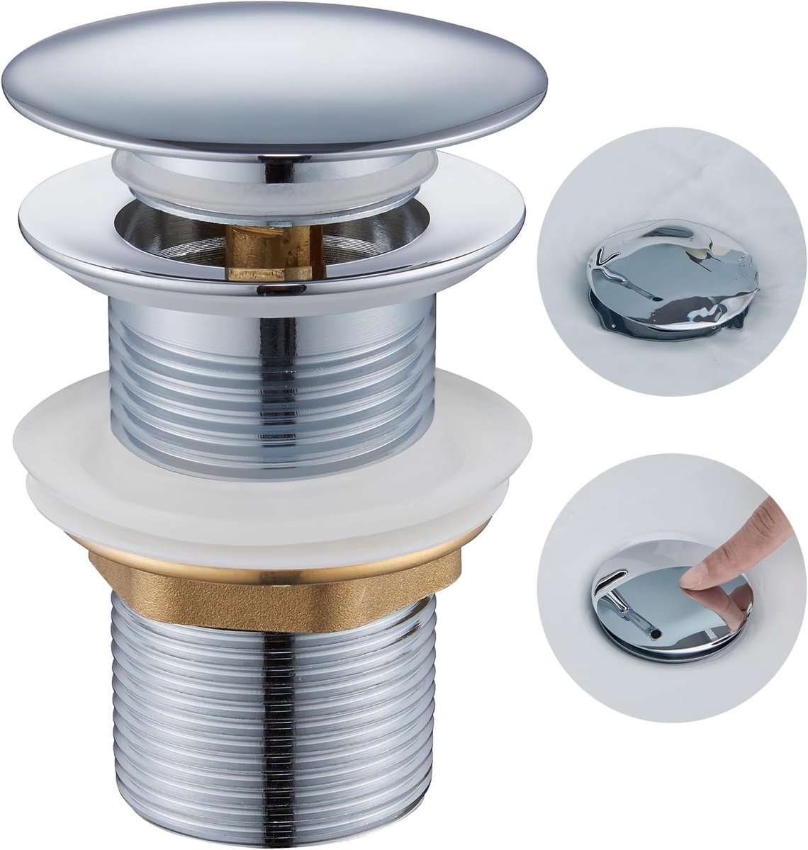 Chroom Afvoergarnituur Zonder Overloop - Pop-Up Click Clack Afvoerset Voor Wastafel & Wastafel - Universele 1 1 - 4 Inch Afvoerkraan Messing