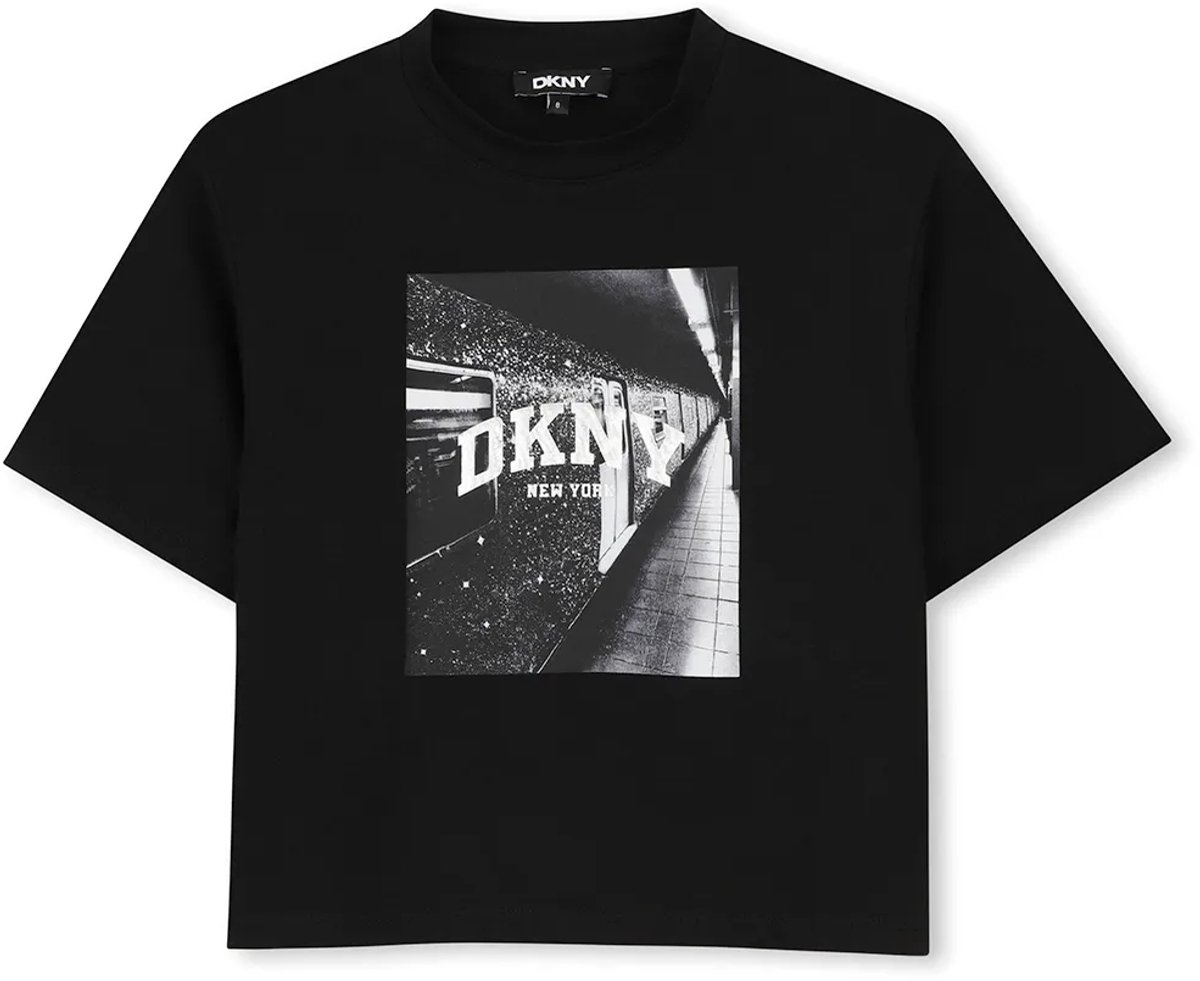 Dkny D62919 T-shirt Met Korte Mouwen Zwart 8 Years Meisje