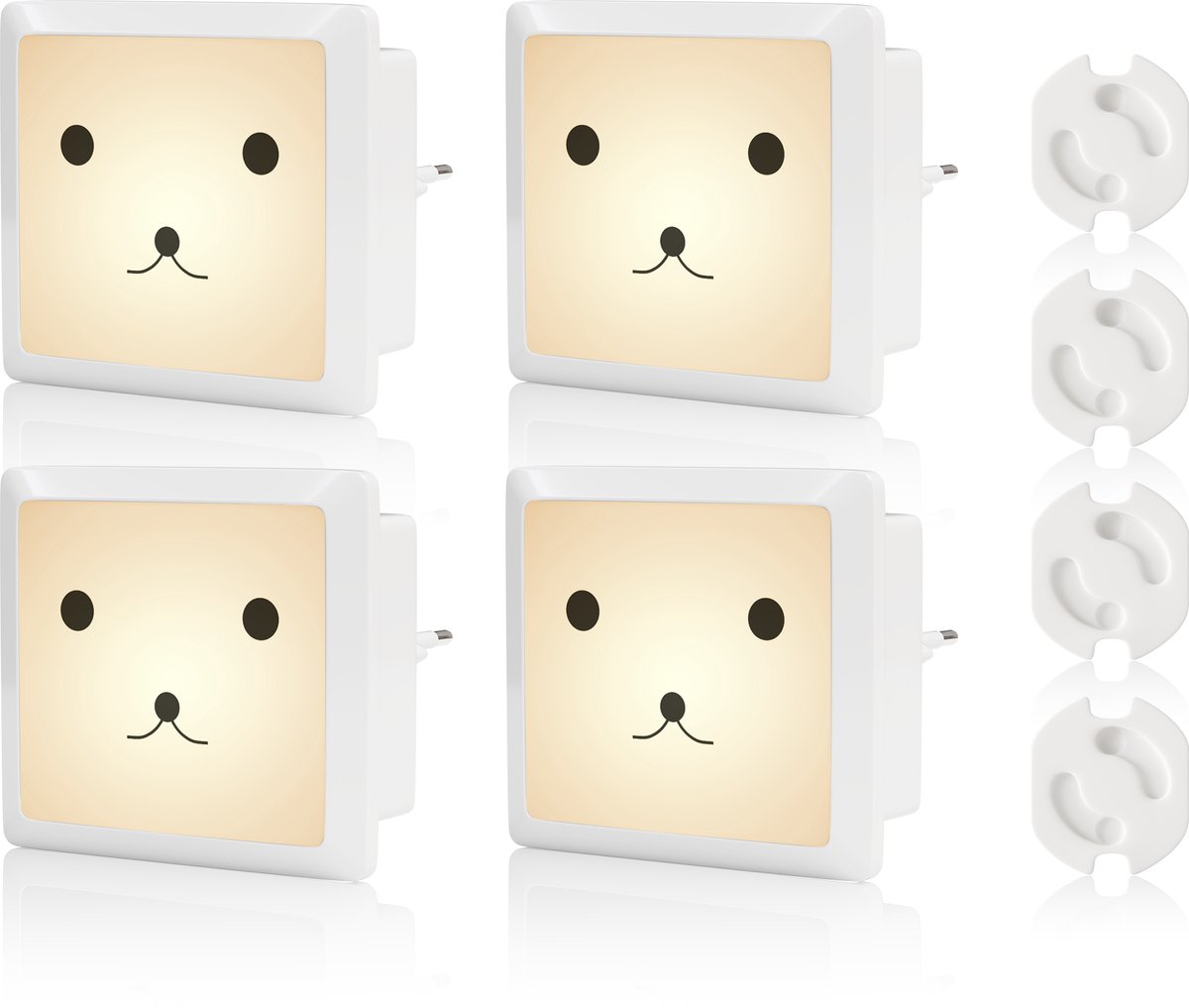 Liefjes & Co Nachtlampje Kinderen - Baby - Automatische Lichtsensor - Met Stopcontactbeschermers - 4 Stuks