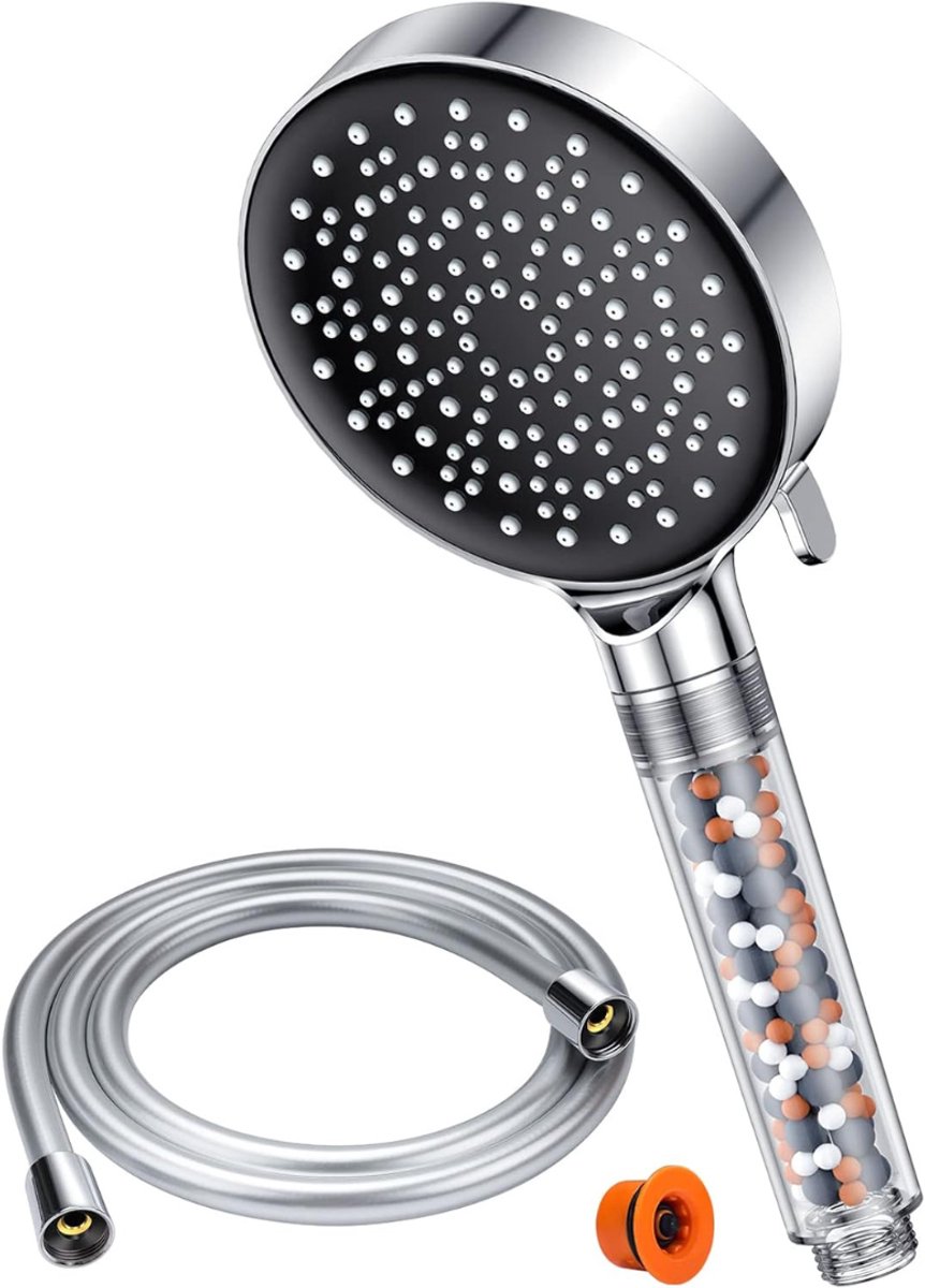 Ploutos® Douchekop - Waterbesparend & Eenvoudige Installatie - Douchekop met Slang - Chrome - 28cm x 12cm x 6cm