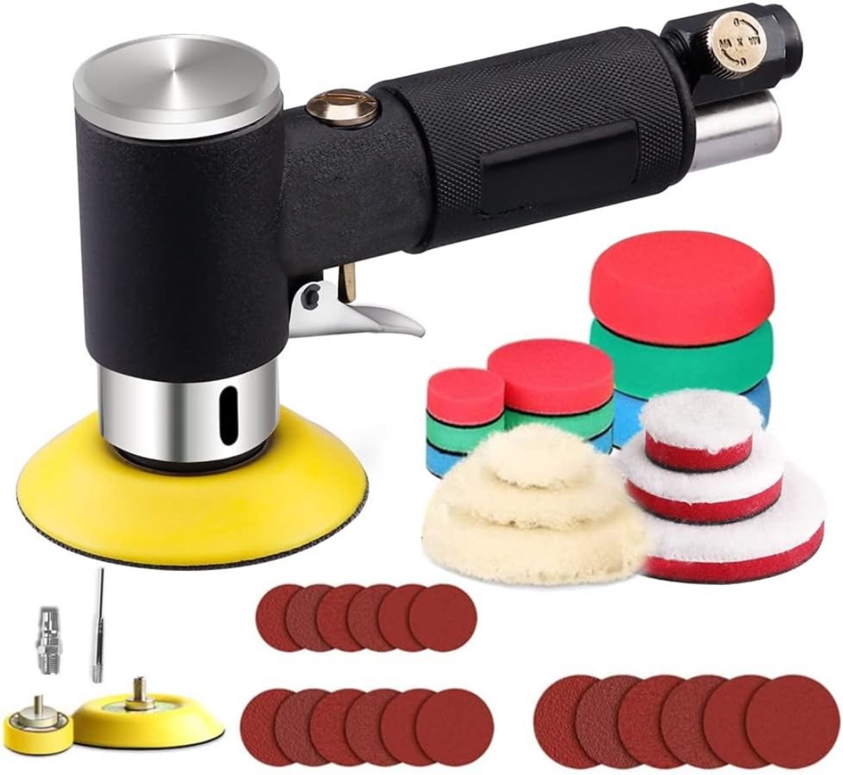 Ploutos® Polijstmachine - Poetsmachine voor de Auto - Complete Polijstmachine Set - Zwart en Geel - 24cm x 16cm x 11cm