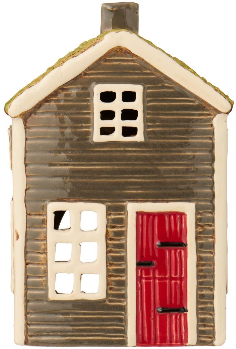 Ib Laursen - Keramieken Huisje - Visby Chalet, Gras op Dak - Waxinelichthouder