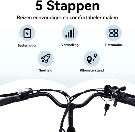 Vankel C03 Elektrische Fiets - 26 inch Lage Instap - 36V 655Wh Accu - 80 km Actieradius - Shimano 7 Versnellingen -Blauw van VANKEL — afbeelding 3