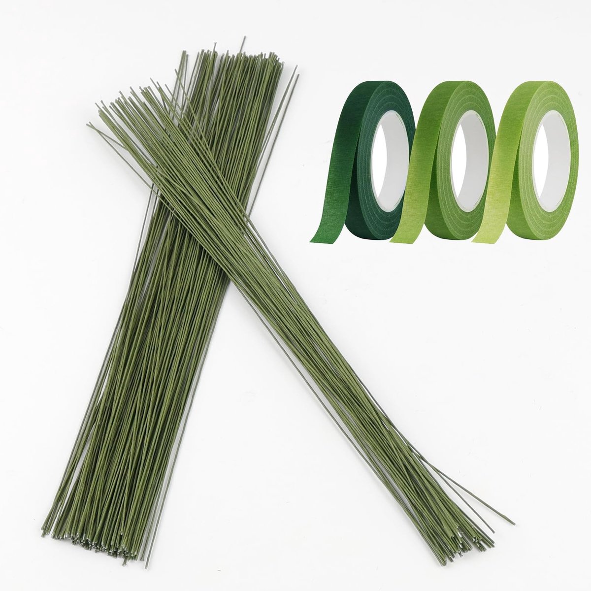 Solidchoice - Set van 150 Groene Bloembinddraad en 3 Rollen Bloementape