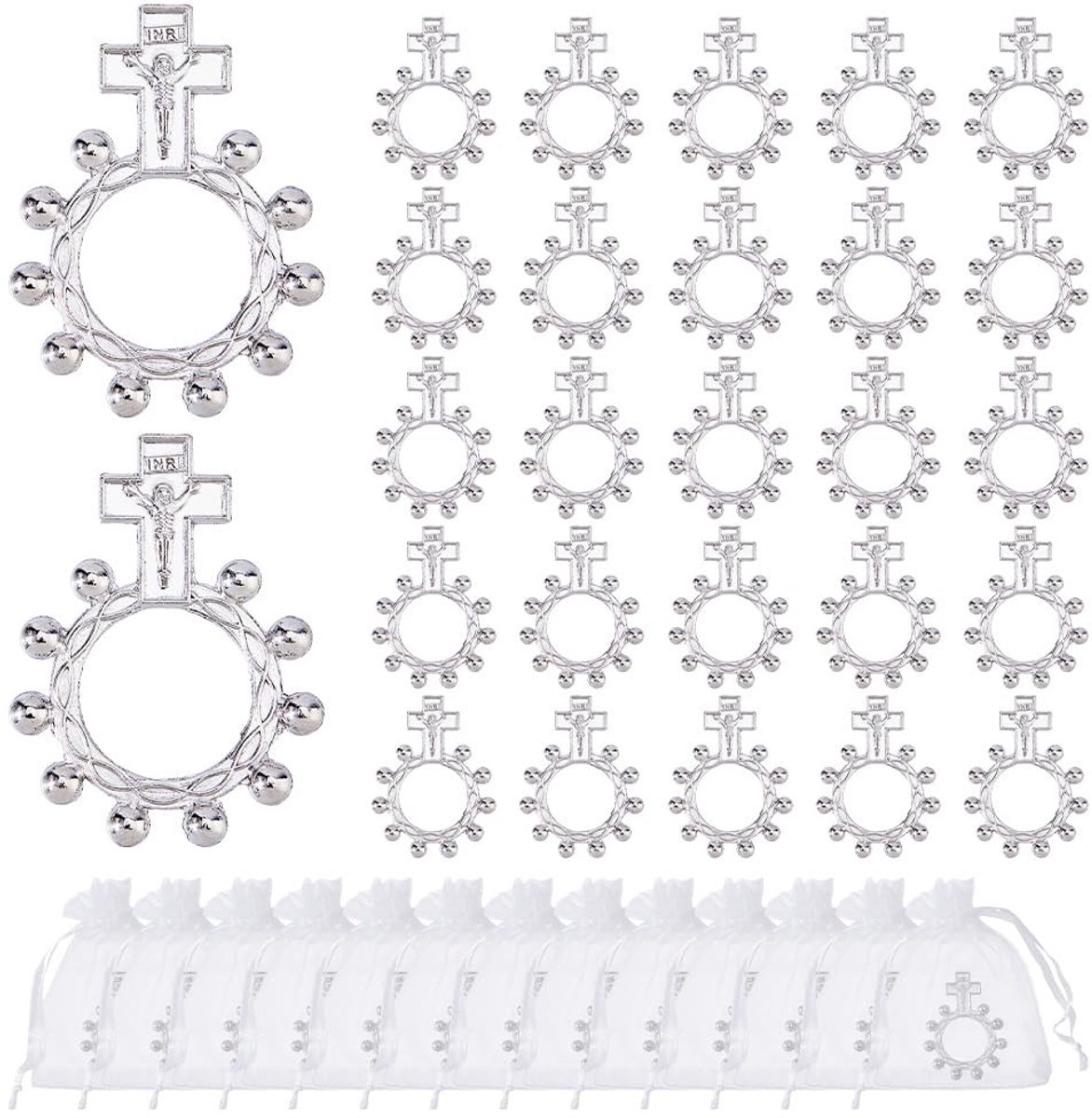Solidchoice - Vinger Rozenkrans Ringen Set - 40 Stuks met Organza Zakken