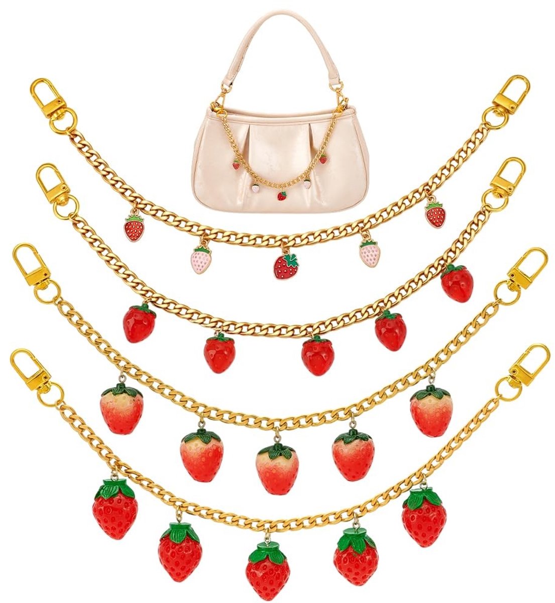 Solidchoice - 4 Stijlen Aardbei Tas Ketting - Gouden Decoratieve Portemonnee Extenders