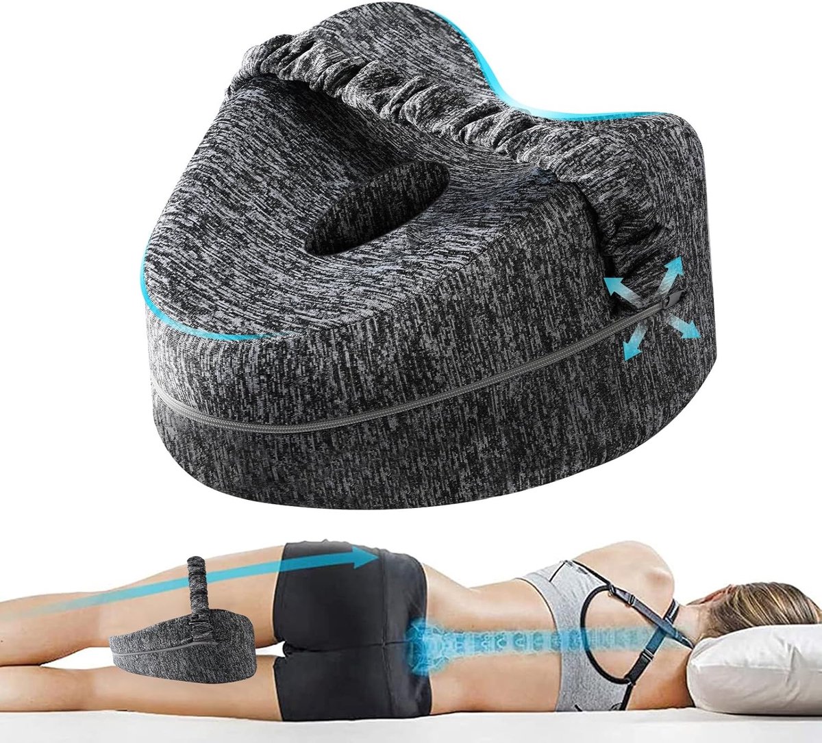 1 stuk - Beenkussen - Side Slaap Knie Kussen - Slaap Beenkussen - Slaap Knie Kussen - Geschikt voor verlichting van de been - rug - knie pijn - grijs