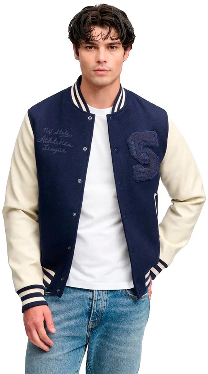 Superdry Vintage Patched Varsity Jas L Man Marineblauw