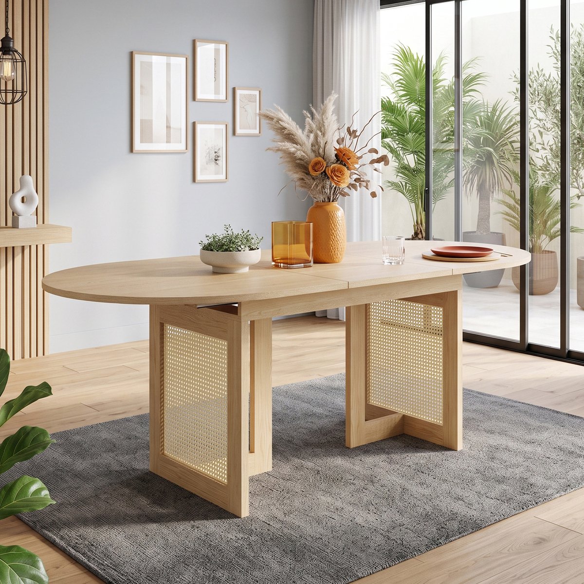 VVBV Eettafel 160x80x75 cm - Uitschuifbaar, Ruimtebesparend - Eiken, MDF