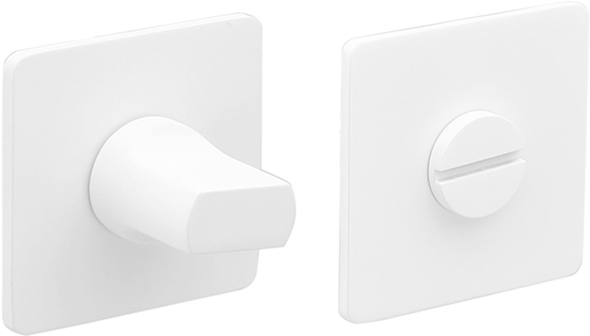 Rozet met toilet / badkamersluiting vierkant 55x3 mm ultra dunne rozet van 3mm mat wit PVD gecoat