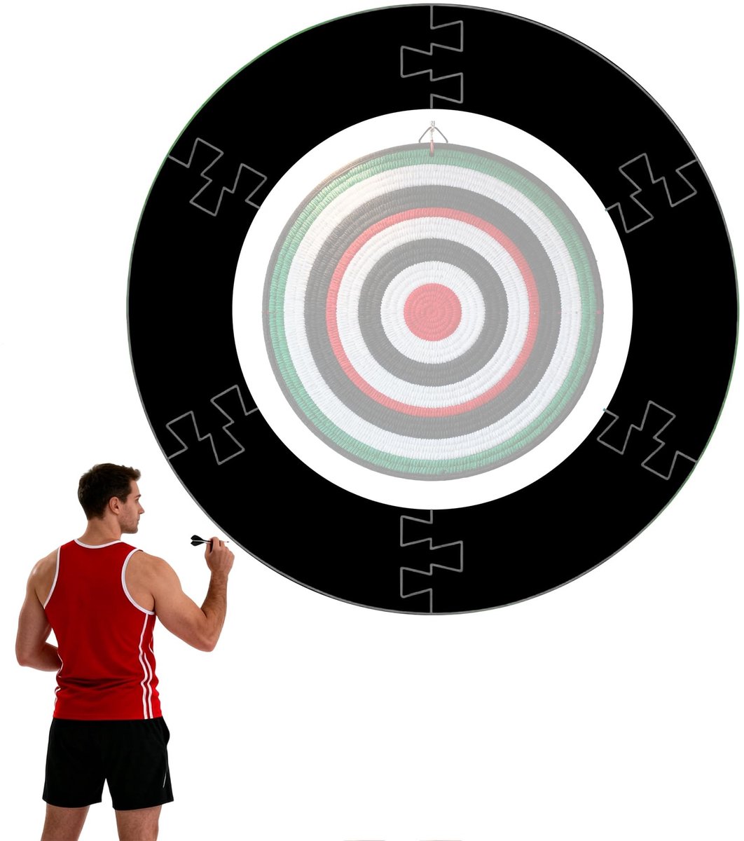 Dartbord Muurbeschermer - Dartring Surround - Wanden Beschermen - 6-Delig Splicing Ontwerp - 25 cm dikte - Zwart