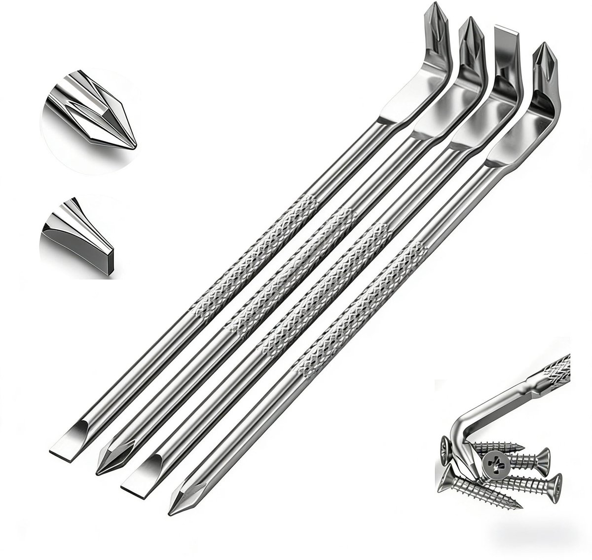 Solidchoice - 4 Stuks Hoek Schroevendraaierset met Magnetische Bits