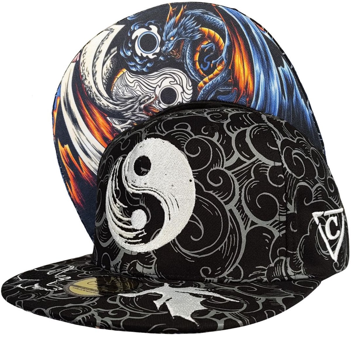 Capiche® Snapback – Yin Yang – Zwart/Wit – Verstelbaar met Druksluiting – Sportcap – Pet voor Heren