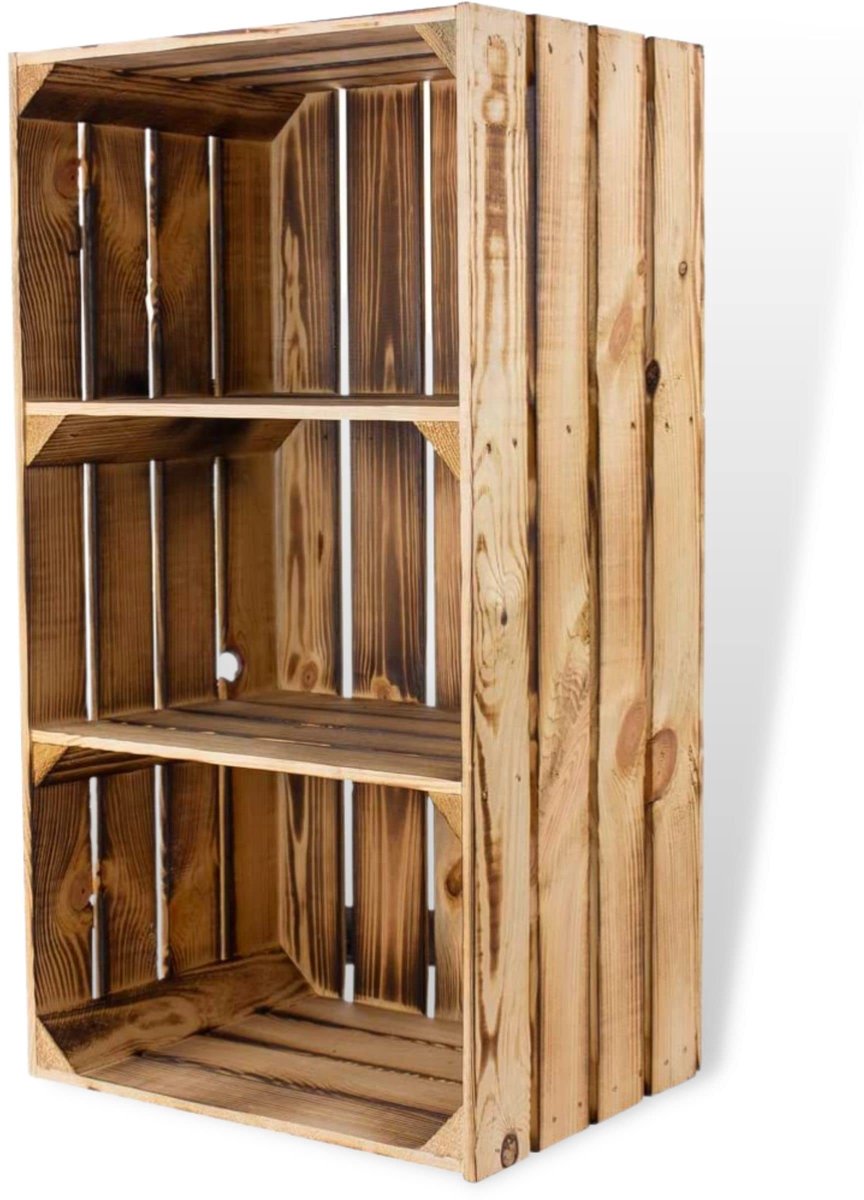Solidchoice - Geflambeerde Hoge Kast met 2 Planken