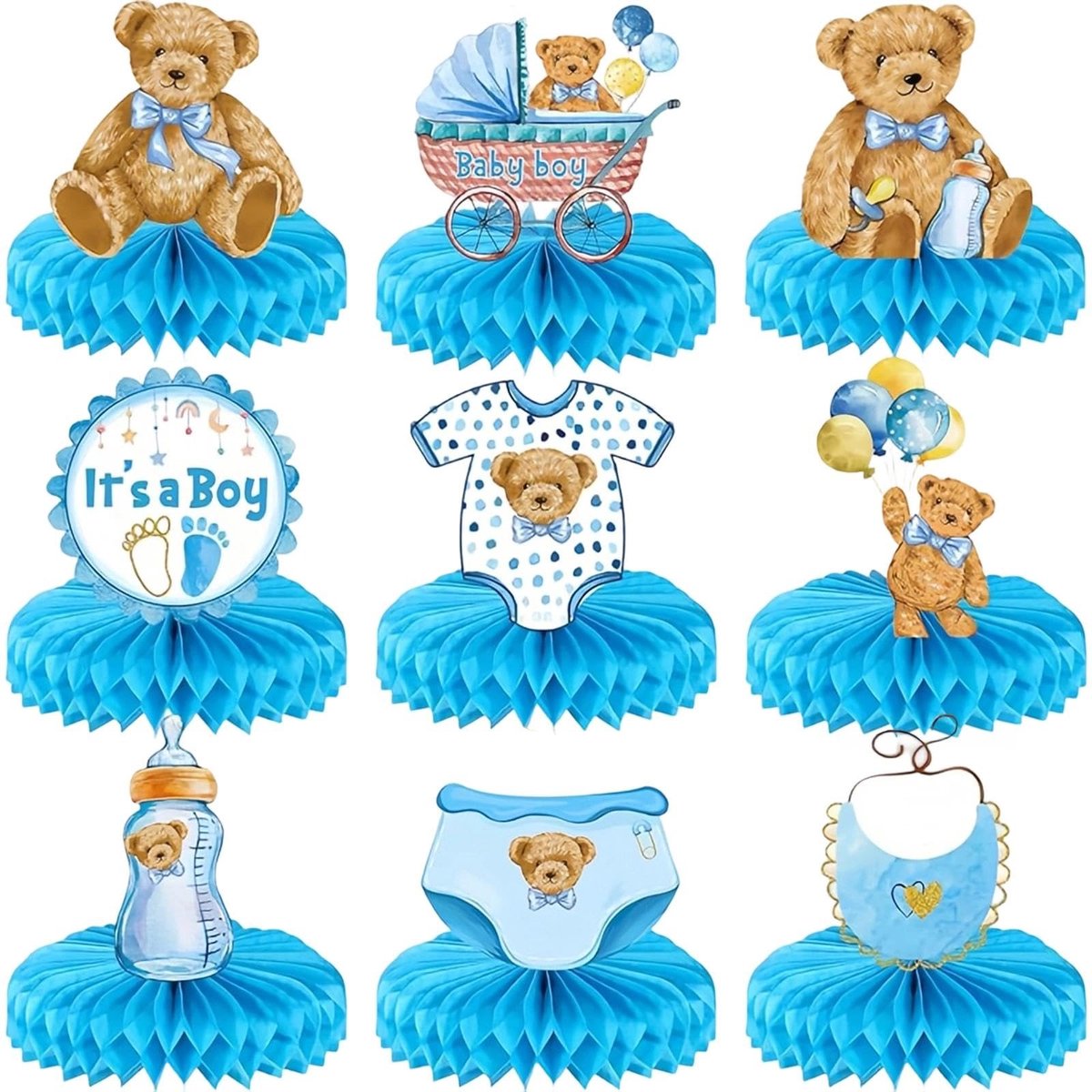 Solidchoice - 9 Stuks Babyshower Decoratie met Berenmotief
