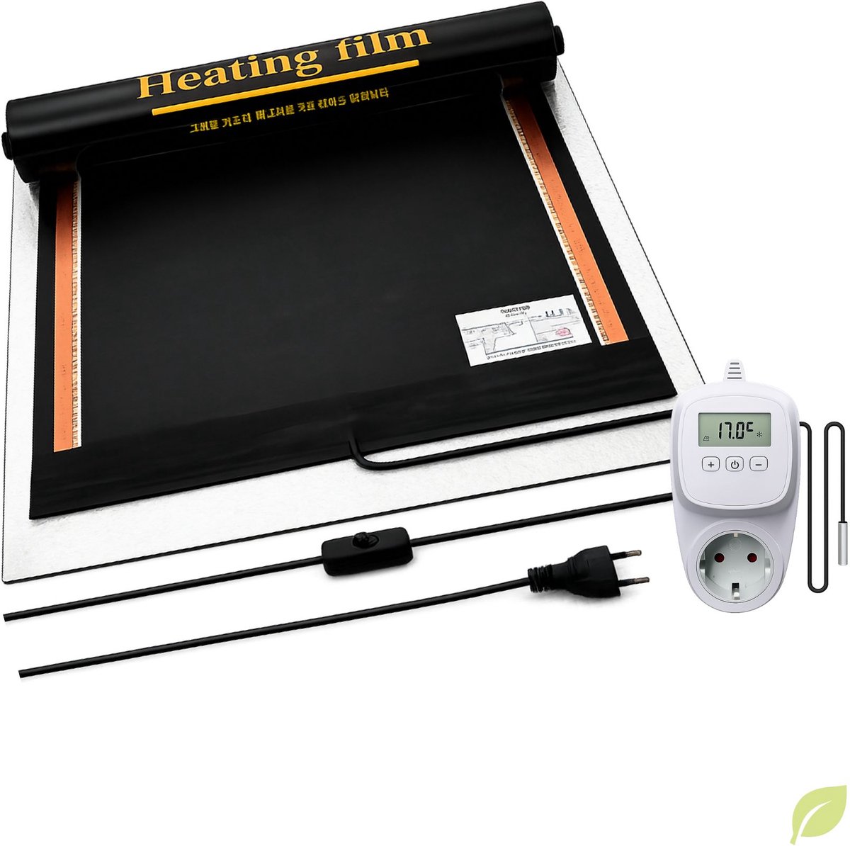 Durensa® caravan tapijtverwarming - Plug in thermostaat - met isolatie -100*120 cm - 264 Watt