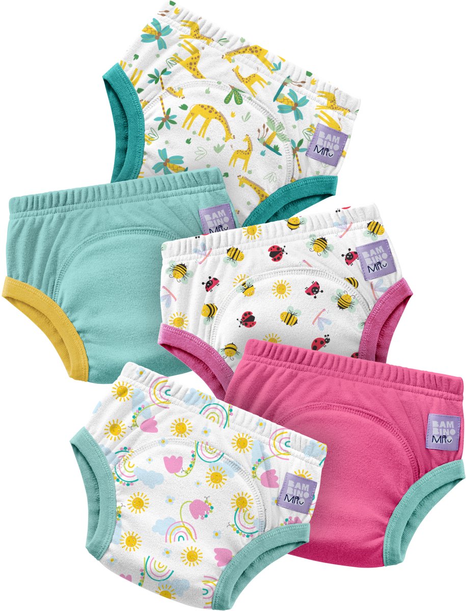 Set van 5 herbruikbare zindelijkheidsbroekjes in Tuinfeest | Sneller en met vertrouwen zindelijk worden | Bambino Mio®