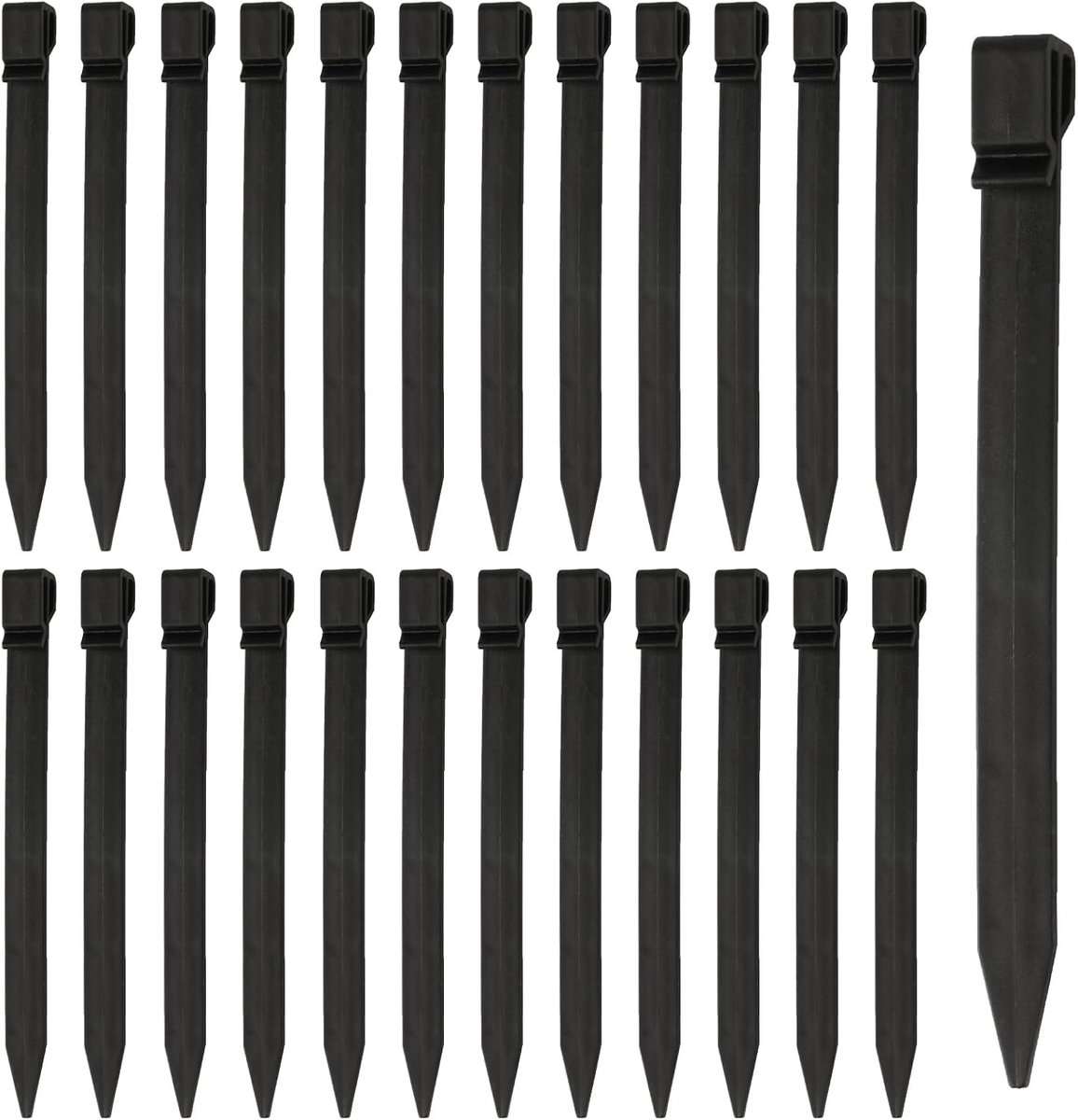 Plastic Grondpinnen - Zwart - 24,5 cm - Duurzaam Kunststof - Voor Tuin en Kamperen