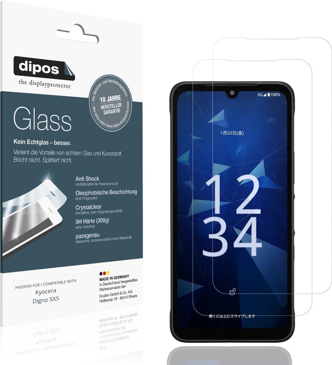 dipos – 2x Pantserfolie geschikt voor Kyocera Digno SX5 | 9H Screenprotector