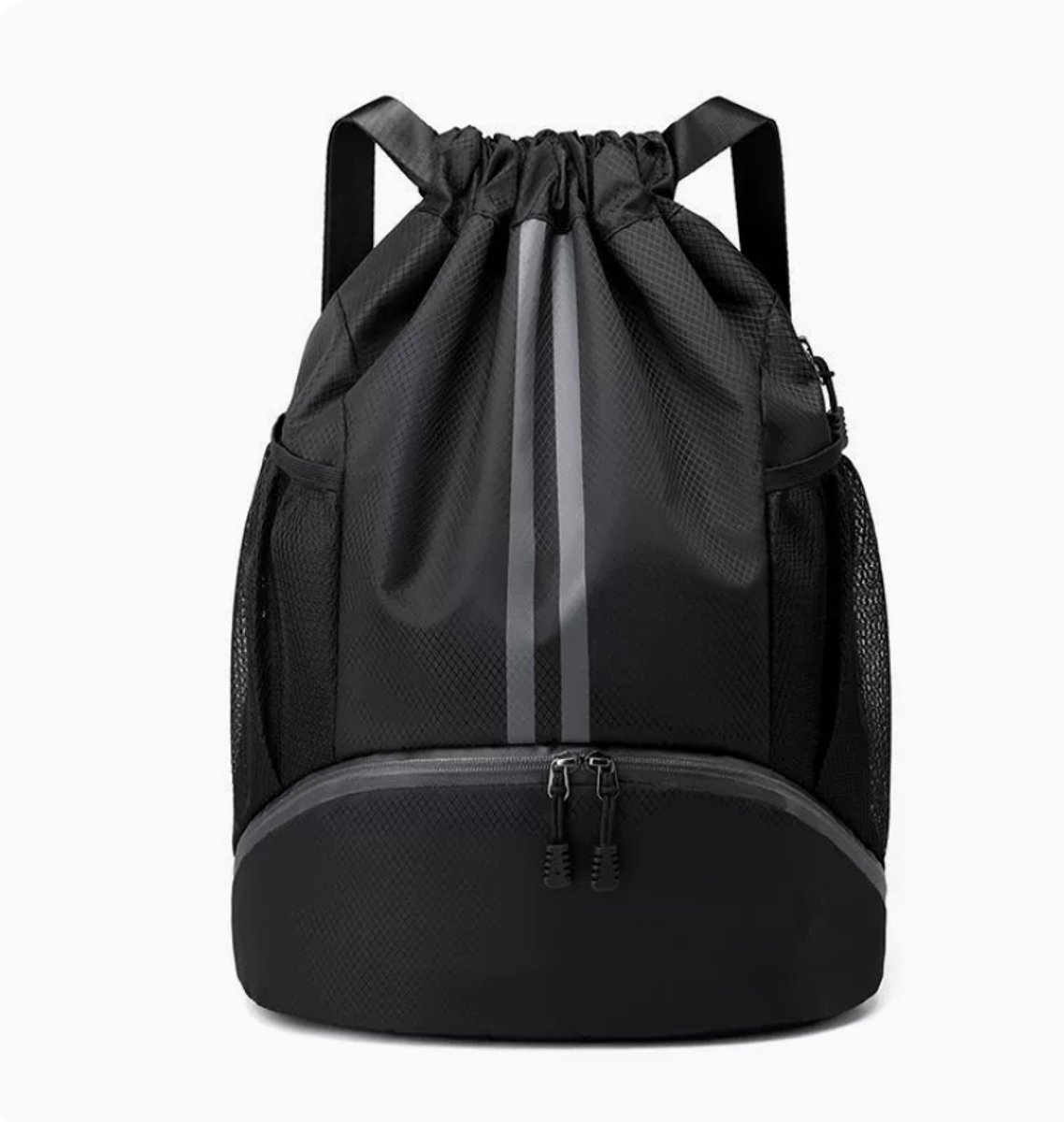 Sportrugzak 25L zwart polyester, met schoenenvak en mesh zijvakken