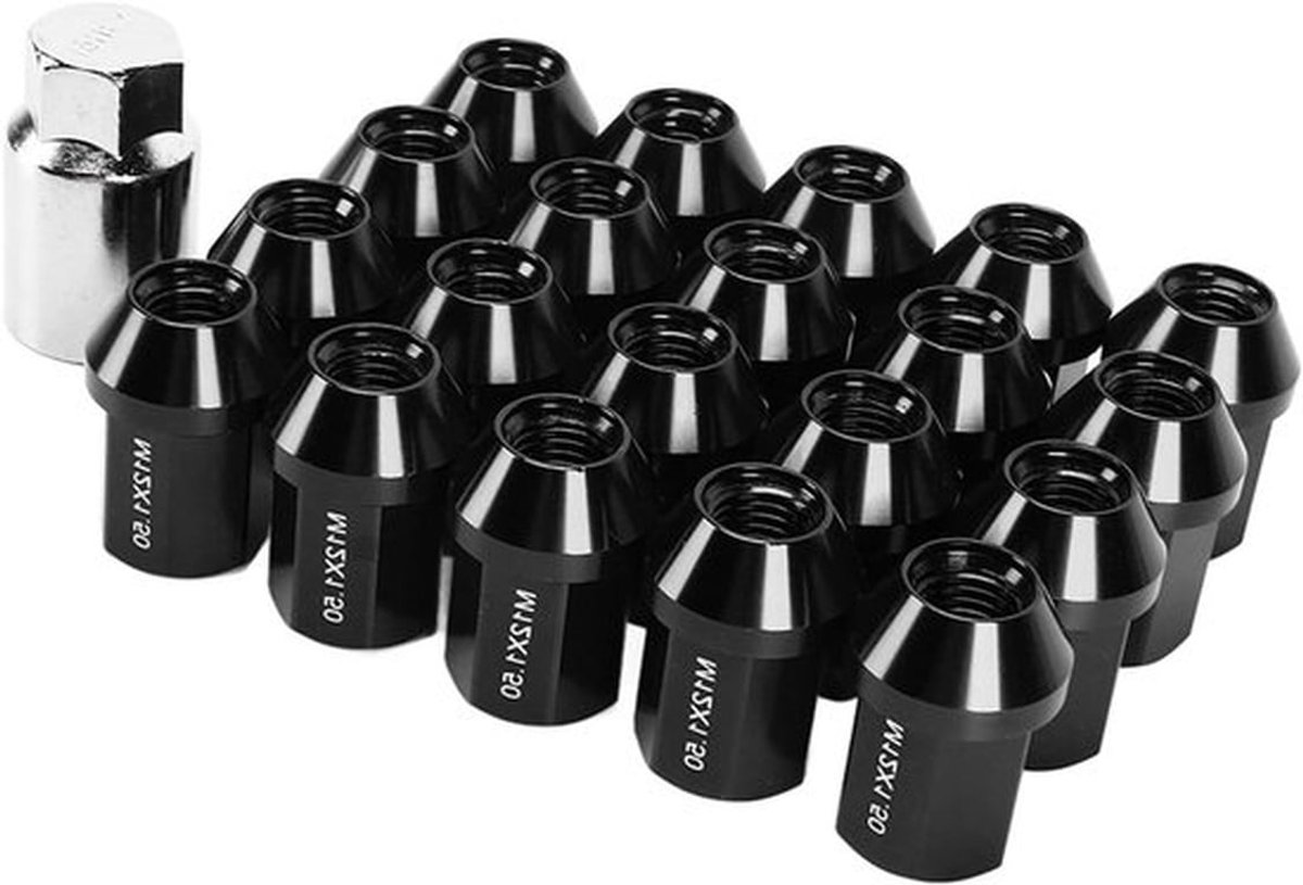 Set van 20 M12x1.5 Wielmoeren 35mm van 6061 Aluminium Legering voor Camaro 1983-2002 - Zwart, Duurzaam en Lichtgewicht