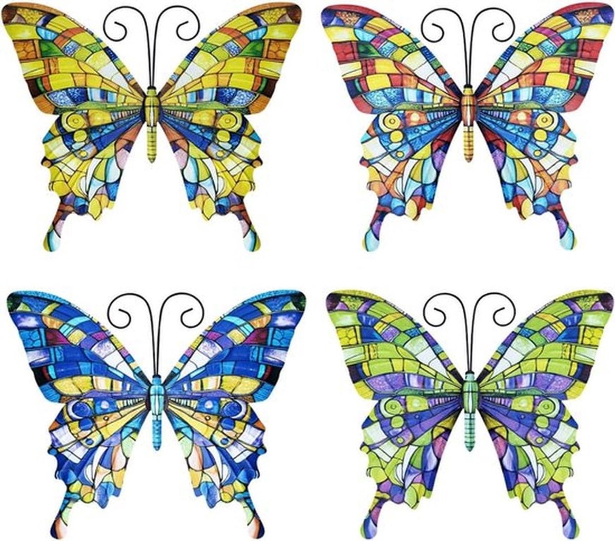 Metalen Sterrenzeester Wanddecoratie Set van 4 - Tuin Decoratie, Ocean Thema Wandsculpturen voor Binnen en Buiten, Perfect voor Badkamer en Woonkamer