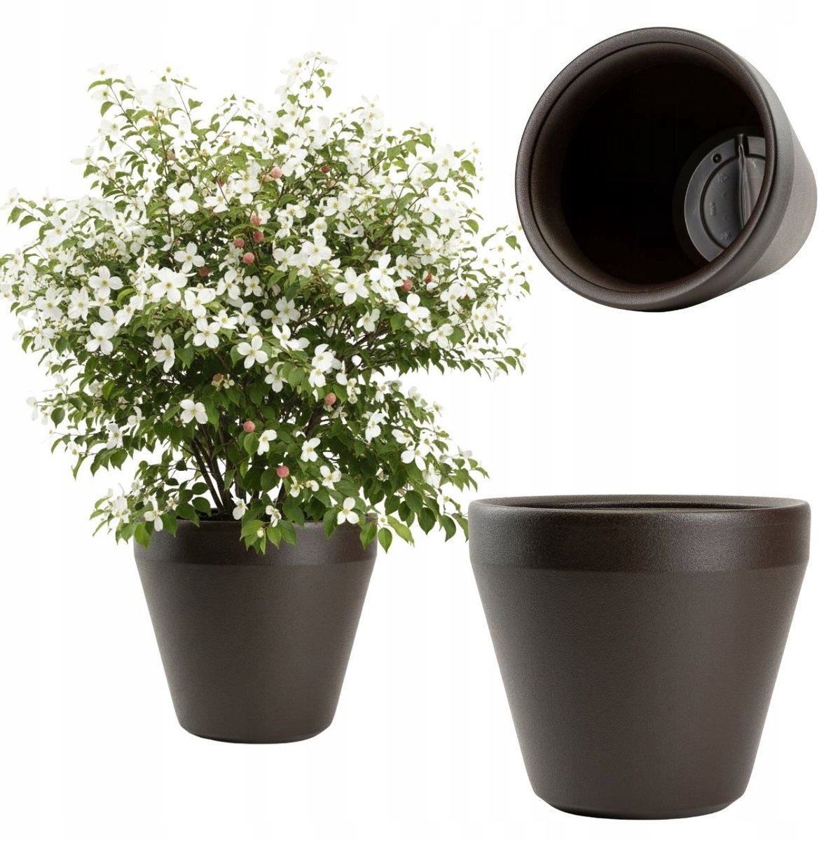 Grote Mokka Terraspot 41cm - Duurzaam Gerecycled Kunststof