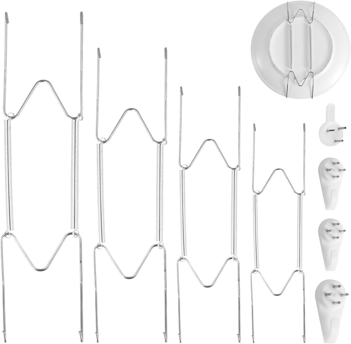 4 Stuks Bordenhangers voor Aan de Muur, 15,24/20,32/25,4/31cm Bordenwandhouder Roestvrij Staal W-vormig Bordhaken - ShopVlot