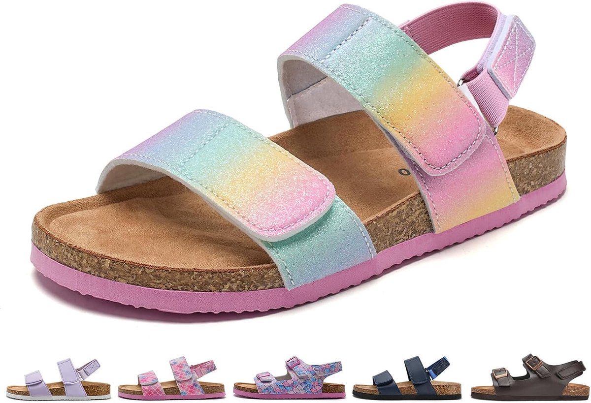 Torotto Sandals for Girls and Boys, Cork Summer Sandals with Strap, Adjustable Buckle, Non-Slip Shoes for Indoor and - ShopVlot
