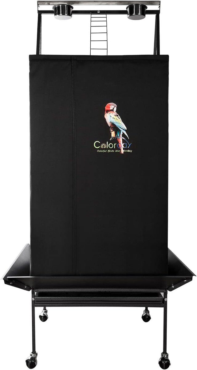 Colorday Good Night Bird Cage Cover for Large Bird Cage with Play Top, Black 68 inch - ShopVlot