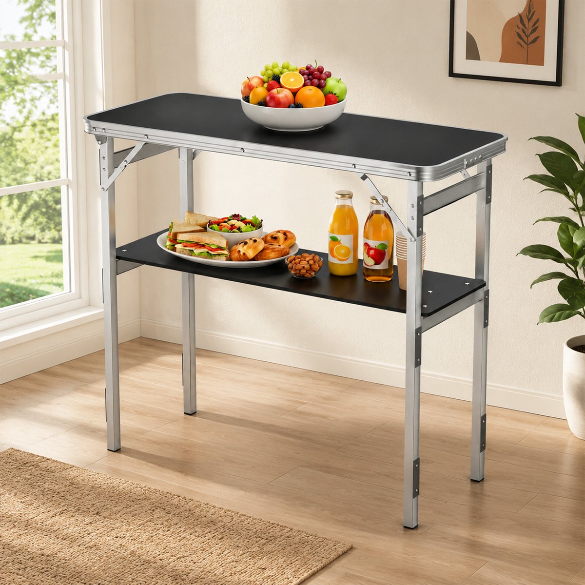 Froadp Aluminium kampeertafel, draagbare opvouwbare beursbalie met draagtas S