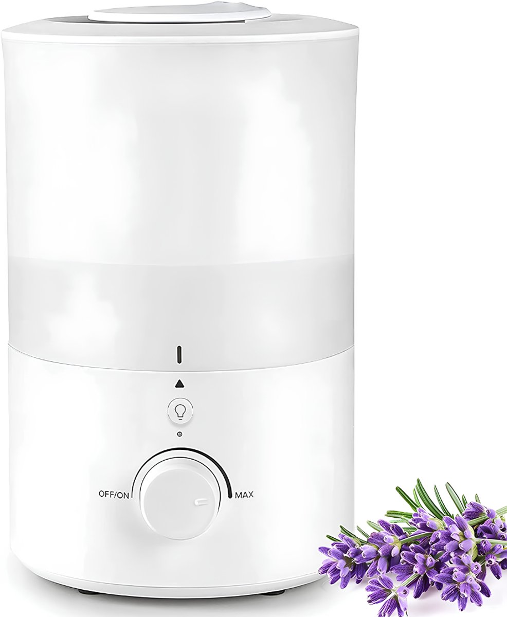 NIVA® Lucht Bevochtiger - Capaciteit 3 Liter - 360° Draaibare Sproeikop - Wit -19cm x 21cm x 30cm