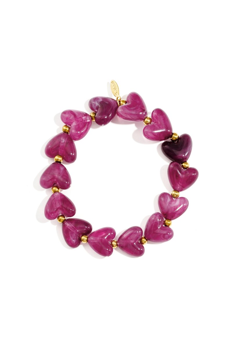Bijoutheek Armband (Sieraad) Hartjes Paars