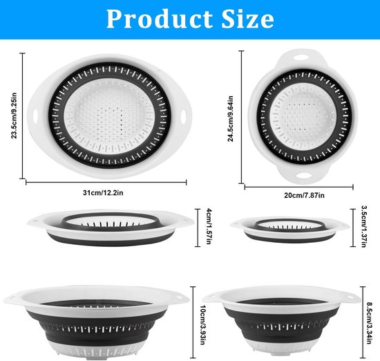 Solidchoice - Set van 2 Vouwbare Pasta- en Groentestrainers van Solidchoice — afbeelding 5