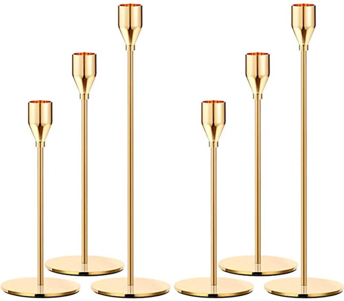 Solidchoice - Set van 6 Metalen Kaarsenhouders voor Taper Kaarsen - Modern Decoratief voor Feestjes