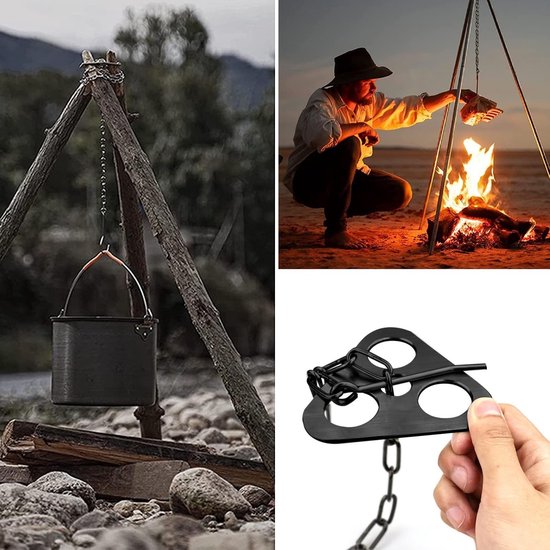 Solidchoice - Roestvrijstalen Camping Tripod met Verstelbare Ketting van Solidchoice — afbeelding 3