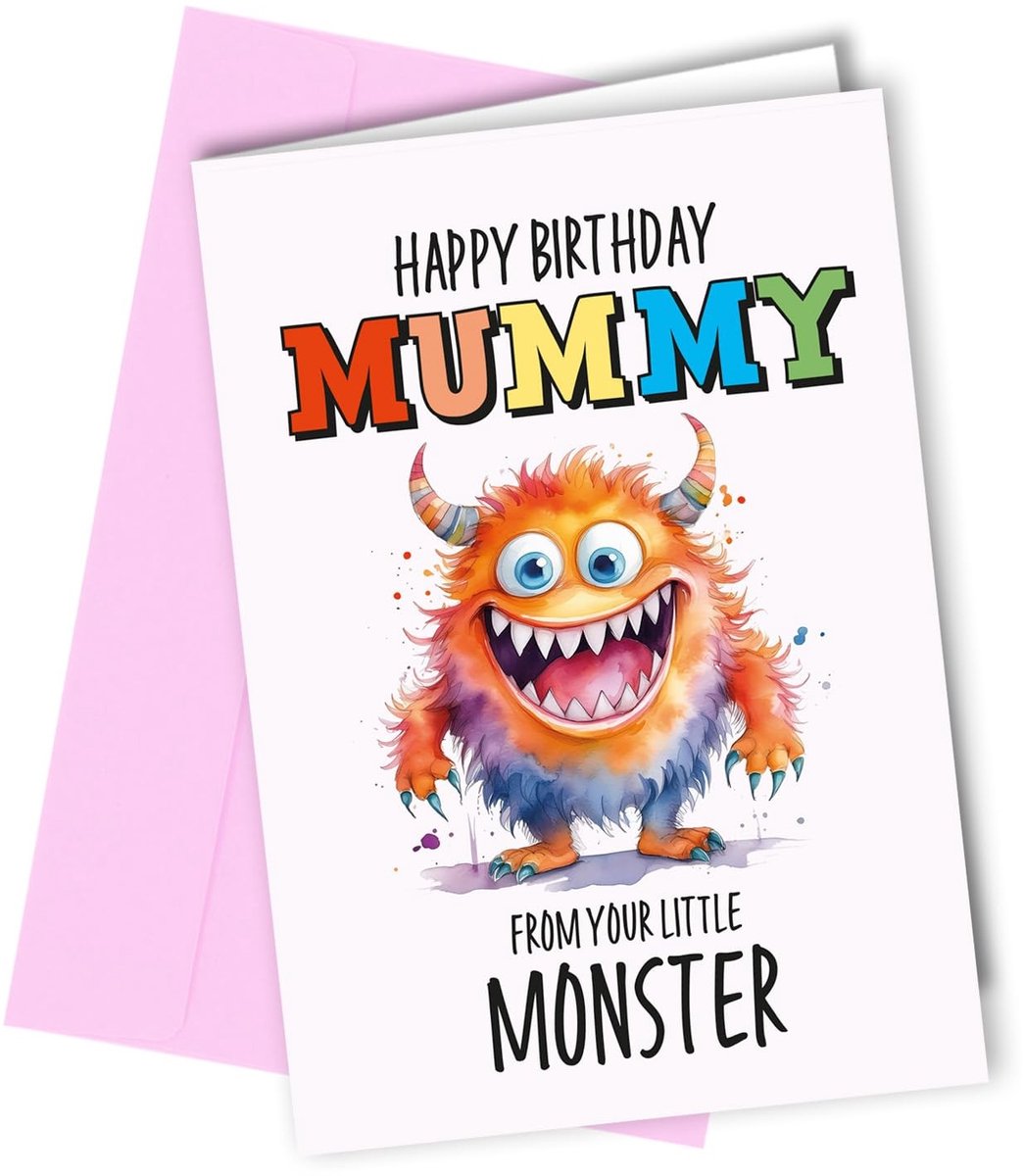 Solidchoice - Grappige Verjaardagskaart voor Mama met Uniek Monsterontwerp